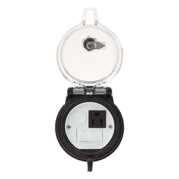 Dispositivo Circular de Puertos de Acceso a Datos, Con Dos Espacios Para Módulos Mini-Com y Un Receptáculo NEMA 5-15R, Protección IP66, de 3" de Diámetro
