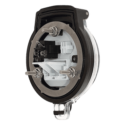 Dispositivo Circular de Puertos de Acceso a Datos, Con Dos Espacios Para Módulos Mini-Com y Un Receptáculo NEMA 5-15R, Protección IP66, de 3" de Diámetro