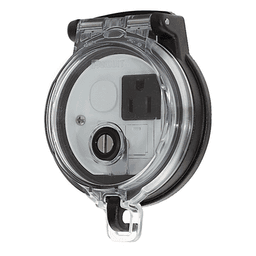 Dispositivo Circular de Puertos de Acceso a Datos, Con Dos Espacios Para Módulos Mini-Com y Un Receptáculo NEMA 5-15R, Protección IP66, de 3" de Diámetro