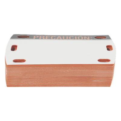 Etiqueta Autolaminada para Identificación de Fibra Óptica Paquete de 25 Piezas, Para Uso Interior/Exterior, Dimensiones de 90 x 50 mm (3.54 x 1.97 Pulgadas), Color Negro con Naranja