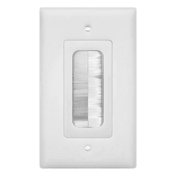 Placa de Pared Pasa Cable, Tipo Cepillo, de 1 Puerto, con Cerdas Antipolvo, Color Blanco