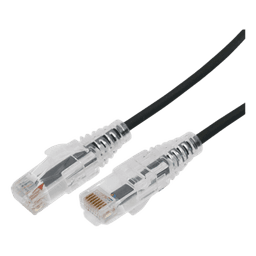 Cable de Parcheo Slim UTP Cat6A - 0.5 Metros (1.64 Pies) Negro, Diámetro Reducido (28 AWG)