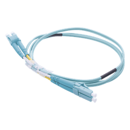Jumper de Fibra Óptica Multimodo OM4 50/125 LC-LC OFNR (Riser), 2.0 mm, Dúplex, Aqua, 1 metro (3.28 pies)