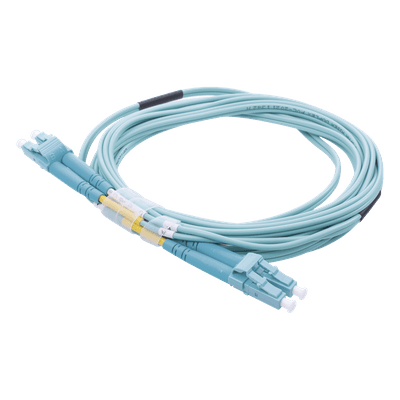 Jumper de Fibra Óptica Multimodo OM4 50/125 LC-LC OFNR (Riser), 2.0 mm, Dúplex, Aqua, 3 Metros (9.84 Pies)