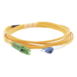 Jumper de Fibra Óptica Monomodo 9/125 LC/UPC-LC/APC, OFNR (Riser), 2.0 mm, Dúplex, Amarillo, 3 Metros (9.84 Pies)