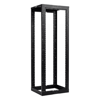Rack de Cuatro Postes Estándar de 19", Rieles Con Orificio Para Tuerca Enjaulada, Profundidad Ajustable de 23 a 42 in, 45 Unidades de Rack, Color Negro
