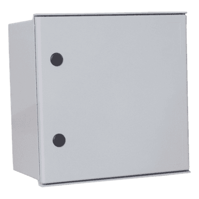 Gabinete de Poliéster IP65 Uso en Intemperie (400 x 400 x 200 mm) con Placa Trasera Interior de Plástico (Incluye Chapa y Llave).