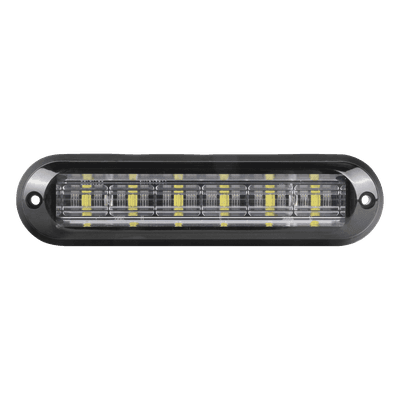 Luz Auxiliar Ultra Brillante  IP67 de 6 LEDs, Color Rojo/Claro, con mica transparente y bisel negro