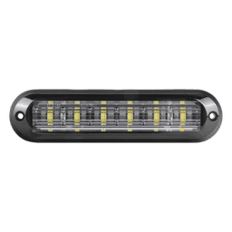 Luz Auxiliar Ultra Brillante  IP67 de 6 LEDs, Color Rojo/Claro, con mica transparente y bisel negro