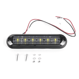Luz Auxiliar Ultra Brillante  IP67 de 6 LEDs, Color Rojo/Claro, con mica transparente y bisel negro