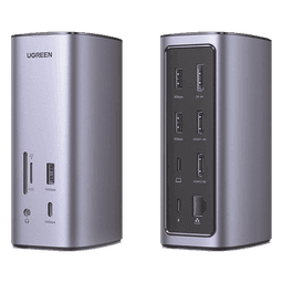 HUB USB-C (Docking Revodok Pro) 12 en 1 | 2 USB-A 3.0 | 1 USB-C PD Carga 100W | 1 USB-A 3.1 | 1 USB-C 3.1 | HDMI 4K | HDMI 8K Ultra HD | Display Port 4K | RJ45 (Gigabit) | Lector Tarjeta SD + Micro SD (TF) | Jack Audio 3.5mm.