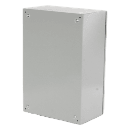 Gabinete Ventilado de Acero IP55 Uso en Exterior (400 x 600 x 250 mm) con Placa Trasera Interior Metálica y Compuerta Inferior Atornillable. Incluye Ventilador, Ventilas, filtros, Chapas y Llave T.