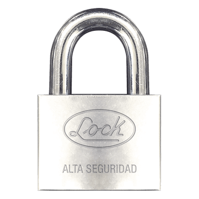 Candado de hierro alta seguridad con llave de disco/ Acabado Cromado/ Llaves Abloy/ Medida de Horquilla 34 mm.