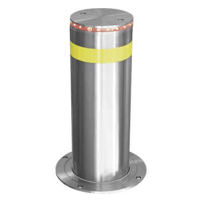 Bolardo Hidráulico Antiembestida 220 mm × 600 mm / Acero Inoxidable 304 / 200,000 J de Resistencia al Impacto / Bomba Hidráulica Integrada / Ciclo de 4 seg / 100 Ciclos por Hora