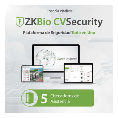 Licencia para ZKBio CVsecurity permite gestionar hasta 5 dispositivos para tiempo y asistencia