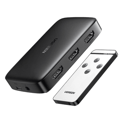 Conmutador HDMI (Switch) 4K@30Hz | 3 Entradas a 1 Salida | 3D | Transmisión Estable | Incluye Control Remoto | Receptor de Infrarrojos | Indicador LED | Chip Inteligente | Incluye Cable Micro USB para Alimentación.