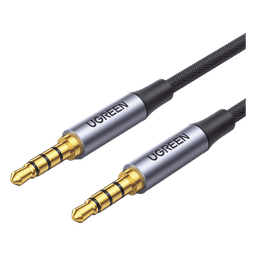 Cable Auxiliar de 3.5mm / Cable Audio Estéreo / Núcleo de Alambre de Cobre Esmaltado / Carcasa de Aluminio Azul + Nylon Trenzado /  Soporta Micrófono / 2 Metros