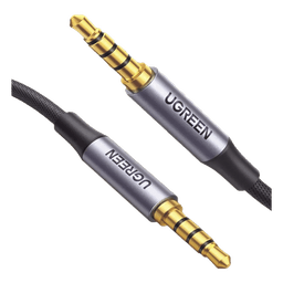 Cable Auxiliar de 3.5mm / Cable Audio Estéreo / Núcleo de Alambre de Cobre Esmaltado / Carcasa de Aluminio Azul + Nylon Trenzado /  Soporta Micrófono / 2 Metros