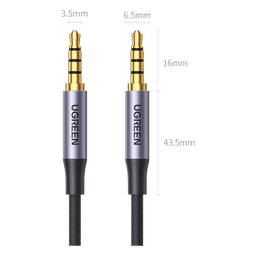 Cable Auxiliar de 3.5mm / Cable Audio Estéreo / Núcleo de Alambre de Cobre Esmaltado / Carcasa de Aluminio Azul + Nylon Trenzado /  Soporta Micrófono / 2 Metros