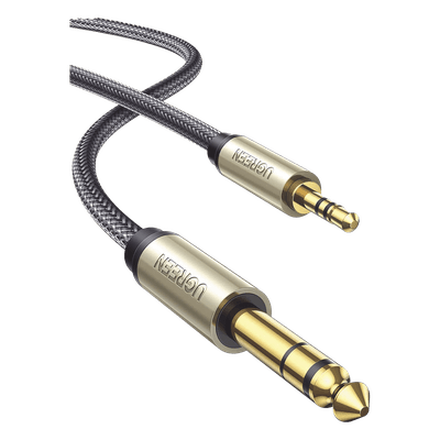 Cable Audio Estéreo 3.5mm (1/8") TRS a 6.35mm (1/4") TS / 1 Metro / Audio de Hi-Fi / Trenza de Nylon / Blindaje Múltiple / Caja de Aleación Zinc / Núcleo de Cobre Puro / Compatibilidad Universal