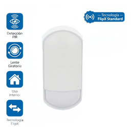 OPTEX FLX-S-ST / Detector PIR Interior FlipX Standard / Lente Giratoria 180° / Doble Patrón de Detección / Sensor Piroeléctrico