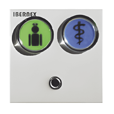 MODULO DE 2 BOTONES ILUMINADOS (VERDE Y AZUL) CON JACK DE 3,5MM PARA PULSADORES NX0871 Y NX0881 Y LECTOR RFID 125KHz INTEGRADO (4). CONEXION BUS RS485