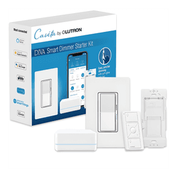 Kit de inicio Caseta Wireless con hub, atenuador de pared Diva de 150 W LED o 600 W incandescente sin neutro, control Pico, tapa y adaptador de pared, compatible con Apple HomeKit