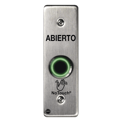 Interruptor IR NoTouch® de Acero Inoxidable, Montaje Delgado, Caja Posterior, ABIERTO   