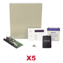 Kit de 5 paneles de alarma híbridos con teclado 6160RF, transformador y batería, ampliables a 48 zonas