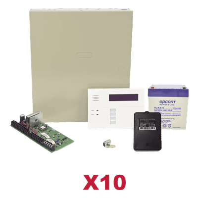 Kit de 10 paneles de alarma híbridos con teclado 6160RF, transformador y batería, ampliables a 48 zonas