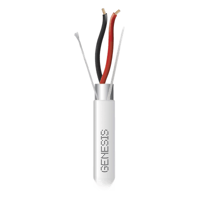 Bobina de 305 Metros (1000 Pies) de Cable 2 x 22 AWG BLINDADO / RISER / Color Blanco / Para Aplicaciones de Audio, Seguridad y Control