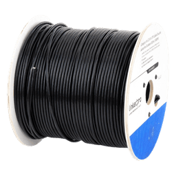 Bobina de Cable de 305 Metros (1000 Pies) Cat5e, Aleación de Cobre y Aluminio (CCA), Color Negro, Uso Intemperie, Doble Forro