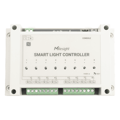 Controlador Inteligente de Iluminación LoRaWAN / 8 Circuitos / Medición de Energía / D2D Sin Gateway / Programación Automática