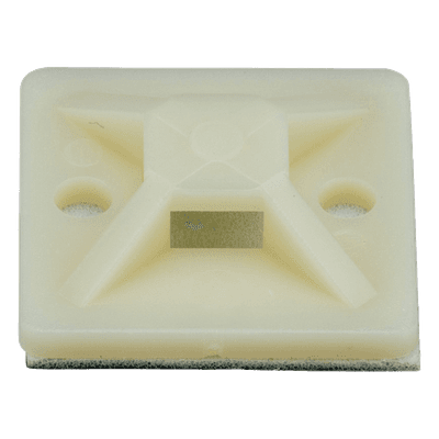 Montaje-Sujetador Adhesivo STRONGHOLD de 4 Vías de 1" x 1" x 1/4", Color Natural,  Nylon 6.6 Retardante de Llamas V-2, Paquete de 100pz