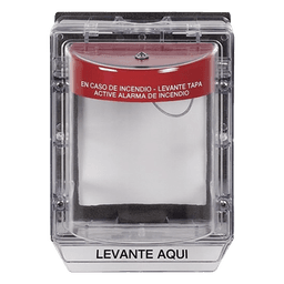 Cubierta Protectora de Policarbonato Serie Stopper IIÆ, Con Bocina, Con Espaciador, Montaje Empotrado, Etiqueta en Español, IP54