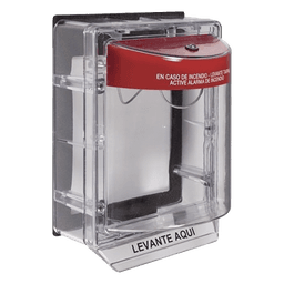 Cubierta Protectora de Policarbonato Serie Stopper IIÆ, Con Bocina, Con Espaciador, Montaje Empotrado, Etiqueta en Español, IP54