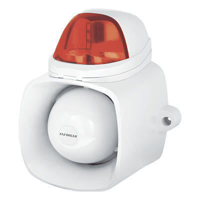 Sirena / Luz Estroboscópica Autónoma / Color Rojo  4 en 1 / IP65 / Uso Interior y Exterior / 12 Vcd / Múltiples Tipos de Notificación / Estroboscópica, de Sirena o de Audio /