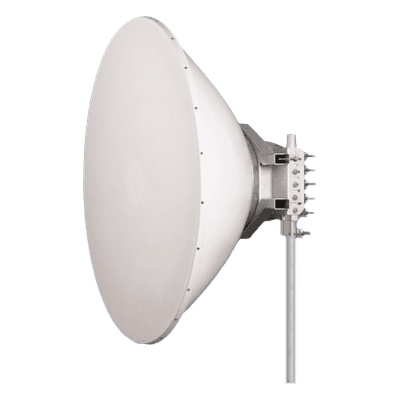 Antena direccional Alto Rendimiento / Parábola profunda para mayor aislamiento al ruido /6 ft / 4.9 a 6.4 GHz /  / Ganancia de 38 dBi / Soporte de acero inoxidable / Polaridad en 90 ° y 45 ° / Incluye montaje.