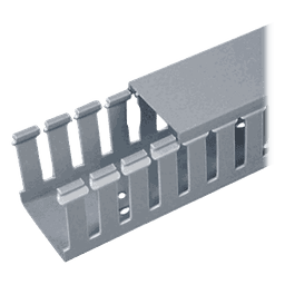 Canaleta Ranurada de PVC con Tapa, Tipo F, 32 mm de Ancho, 28.7 mm de Alto y 2 m de Largo, Color Gris