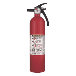 Extintor desechable de polvo químico seco multipropósito de 2.5 lb para fuegos clase A, B y C, con soporte de correa plástico