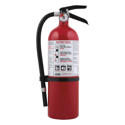 Extintor desechable de polvo químico seco multipropósito de 5.5 lb para talleres y garajes, cilindro blanco