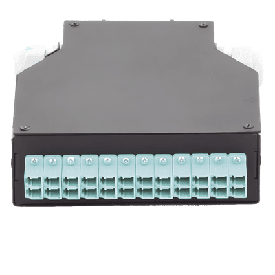Distribuidor de Fibra Óptica para Riel Din, 12 Acopladores LC/UPC Duplex Multimodo con Charola de Empalme