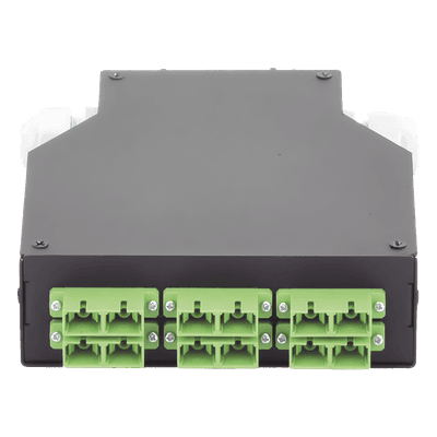 Distribuidor de Fibra Óptica para Riel Din, 6 Acopladores SC/APC Duplex Monomodo con Charola de Empalme