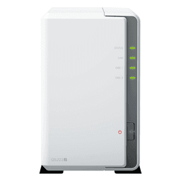NAS DiskStation DS223j | 2 Bahías | CPU Realtek RTD1619B 1.7 GHz | 1 GB DDR4 | Puerto 1GbE RJ-45 | USB 3.2 Gen 1 | Compatible con HDD y SSD | Synology DSM | RAID 0, 1, JBOD | SMB, AFP, NFS, FTP | Vigilancia IP