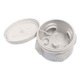 Caja Derivación-Conexión de Plástico Circular con 4 Glándulas de Goma (70 diámetro X 48 alto mm). Para Instalaciones Comerciales,  Residenciales e Industriales. Cerrado a Presión. 