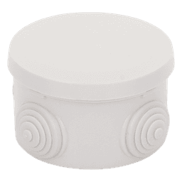 Caja Derivación-Conexión de Plástico Circular con 4 Glándulas de Goma (70 diámetro X 48 alto mm). Para Instalaciones Comerciales,  Residenciales e Industriales. Cerrado a Presión. 