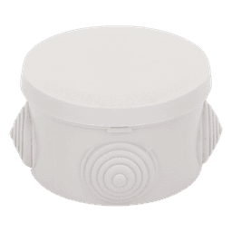 Caja Derivación-Conexión de Plástico Circular con 4 Glándulas de Goma (70 diámetro X 48 alto mm). Para Instalaciones Comerciales,  Residenciales e Industriales. Cerrado a Presión. 