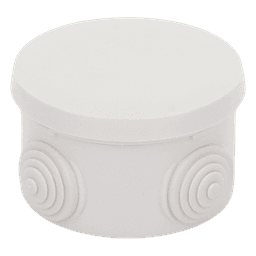 Caja Derivación-Conexión de Plástico Circular con 4 Glándulas de Goma (70 diámetro X 48 alto mm). Para Instalaciones Comerciales,  Residenciales e Industriales. Cerrado a Presión. 