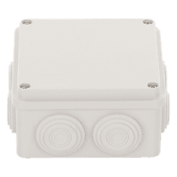 Caja Derivación-Conexión de Plástico (100 X 100 X 54 mm) con 7 Glándulas de Goma. Para Instalaciones Comerciales, Residenciales e Industriales. Incluye Tornillería para su Tapa. 