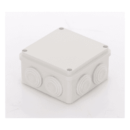 Caja Derivación-Conexión de Plástico (100 X 100 X 54 mm) con 7 Glándulas de Goma. Para Instalaciones Comerciales, Residenciales e Industriales. Incluye Tornillería para su Tapa. 